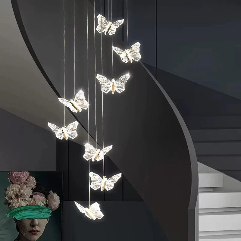 LED осветително тяло тип пендел Golden Butterfly 8 елемента еквивалент 150W с дистанционно