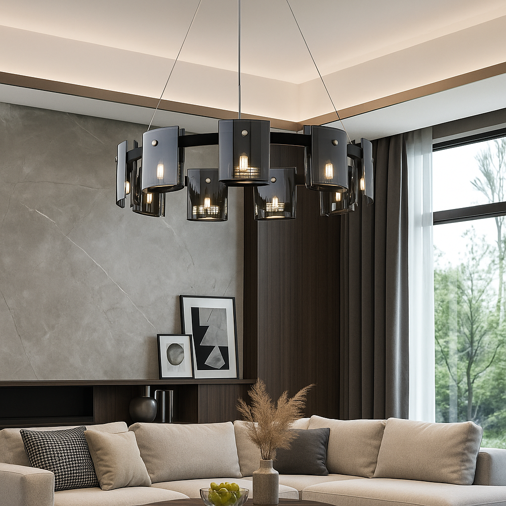 LED пендел Faye Round Black еквивалент 300W
