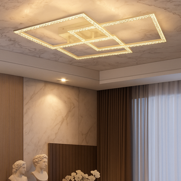 LED осветително тяло 3 Squares Cristal White еквивалент 800W с дистанционно