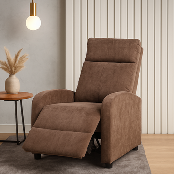 Релакс фотьойл с механизъм Recliner, кафяв текстил