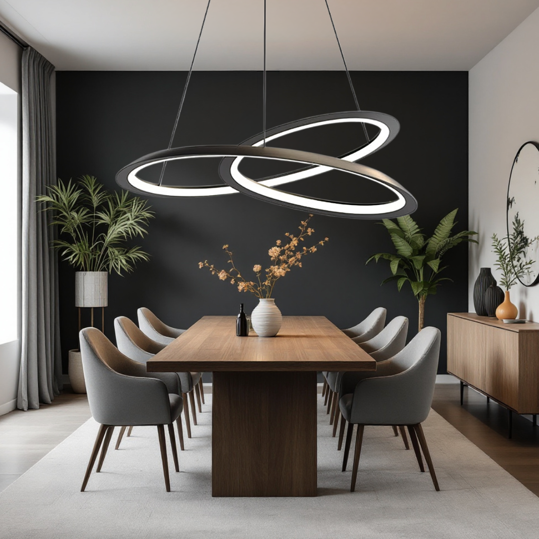 LED осветително тяло тип пендел 120W Lumea Black с дистанционно, еквивалент 600W