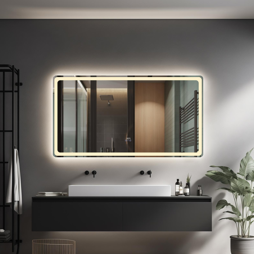 LED огледало 150x80CM със сензор радар, 3 вида светлина, touch, демистер, часовник, термометър