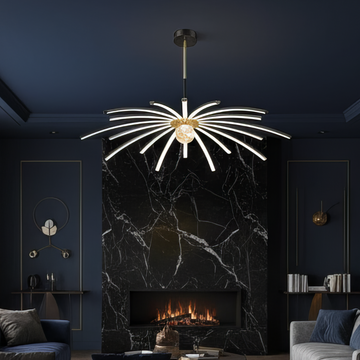 Осветително тяло LED висящо Eteris Black&Gold еквивалент 600W с дистанционно