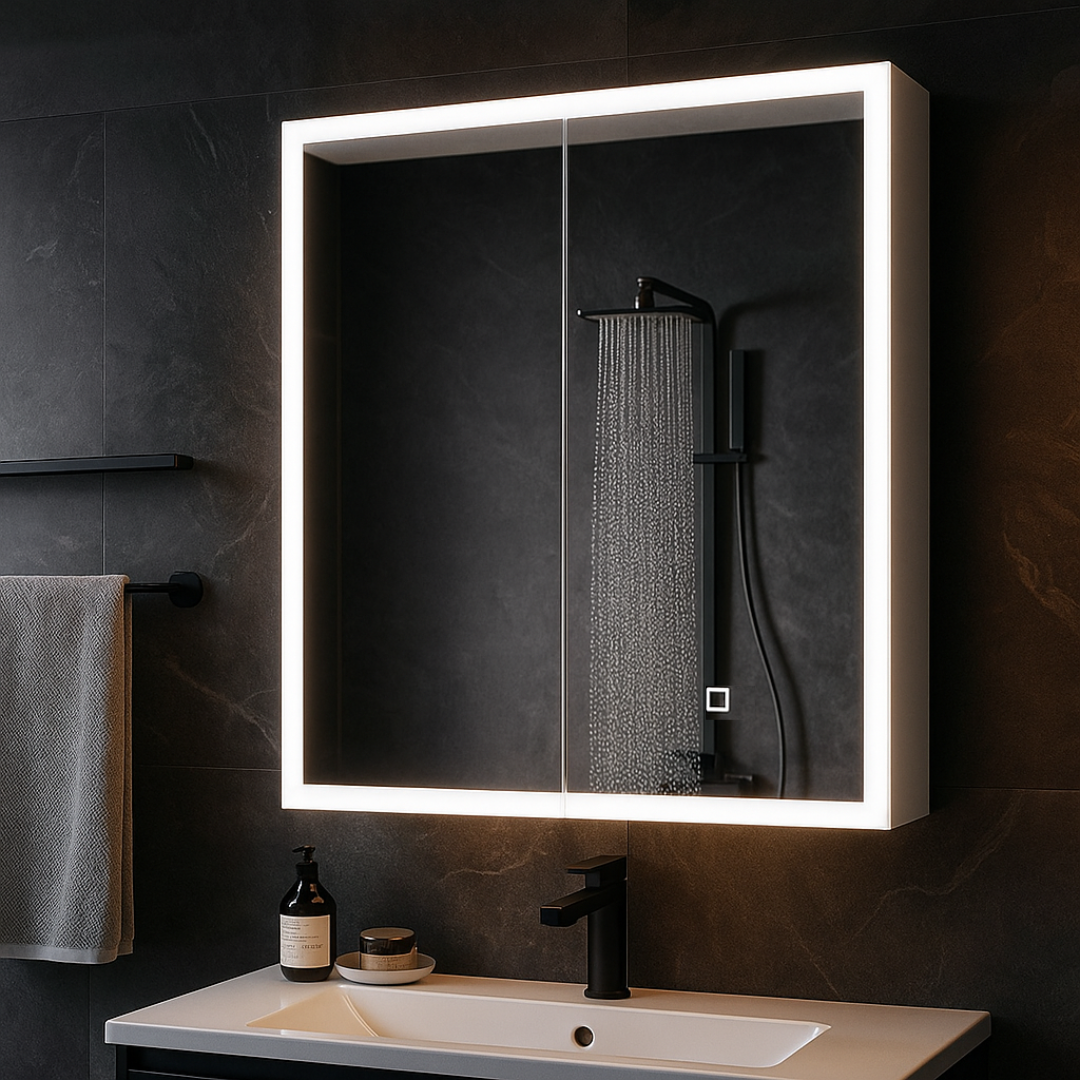 Шкаф за баня с LED огледало Qora Touch 60x70cm
