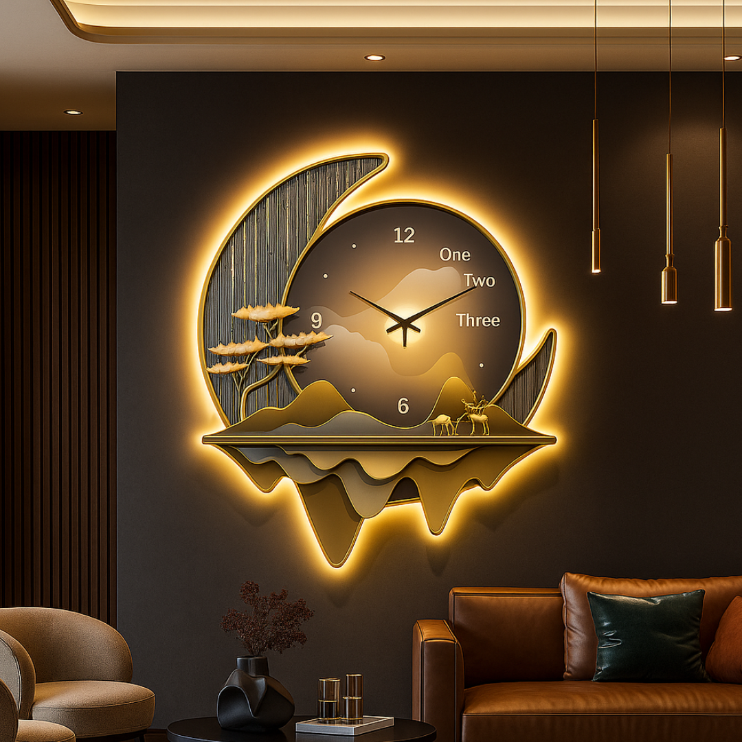 LED аплик тип картина с часовник MoonClock 60cm