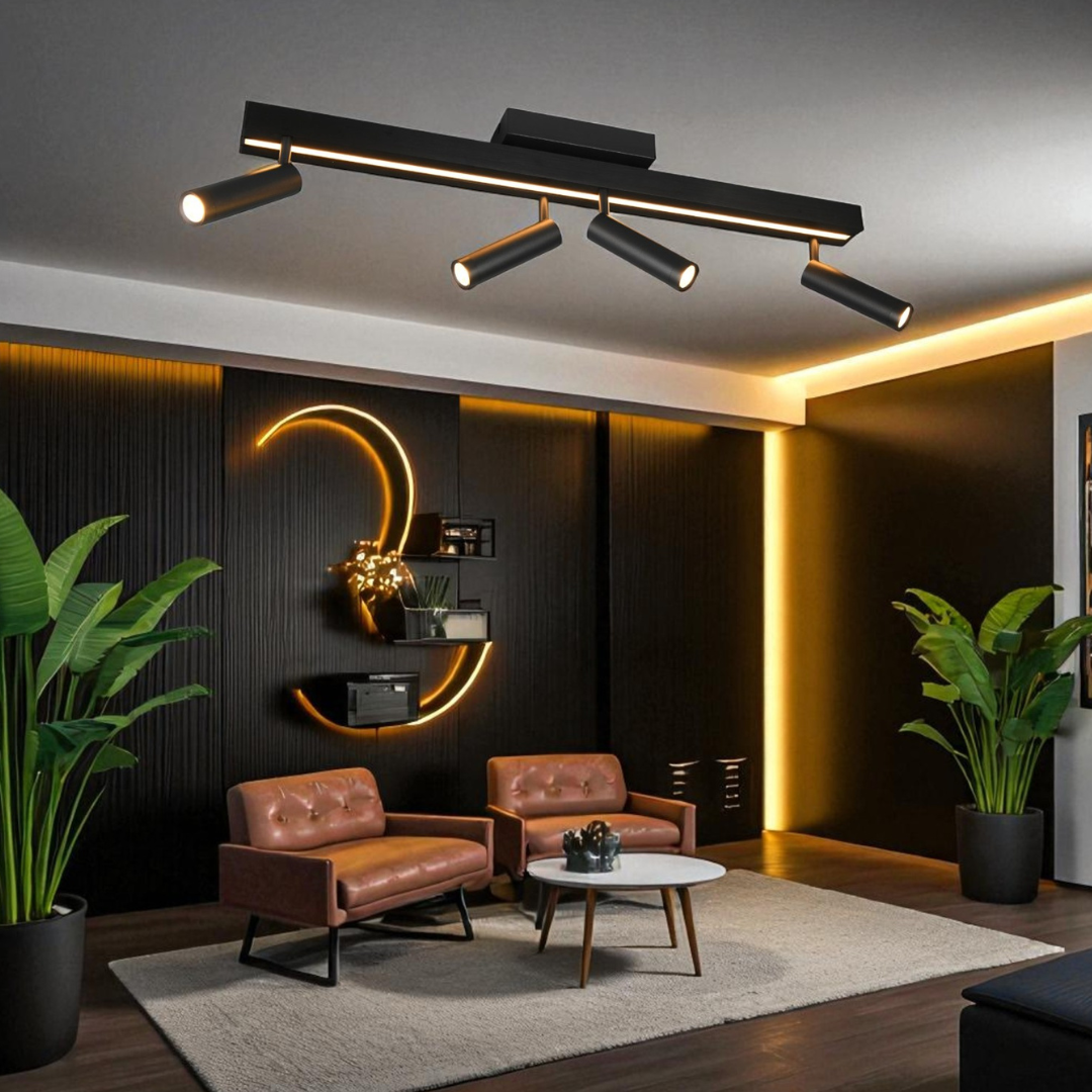 LED осветително тяло с 4 спота на шина ZENO Black с дистанционно