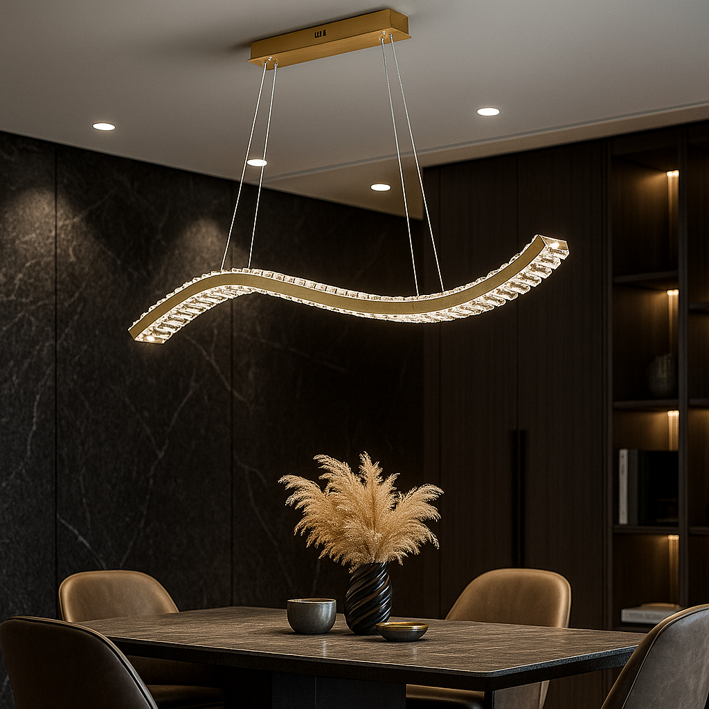 Окачено LED осветително тяло Voltra Gold, еквивалент 300W, с дистанционно