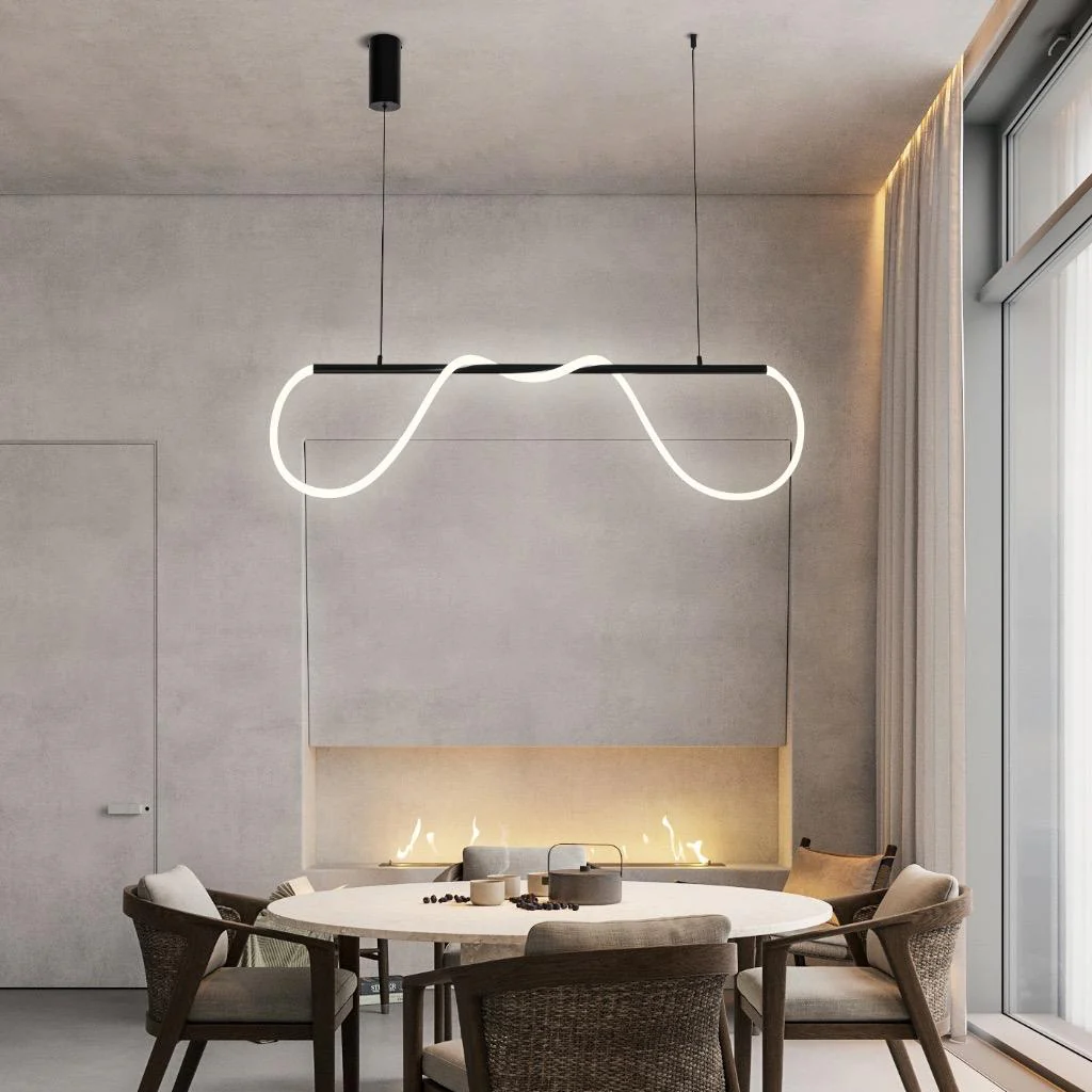 LED осветително тяло Nordic Black Rope Tube Линеен Еквивалент 300W с дистанционно