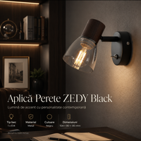 Стенен аплик ZEDY, черен