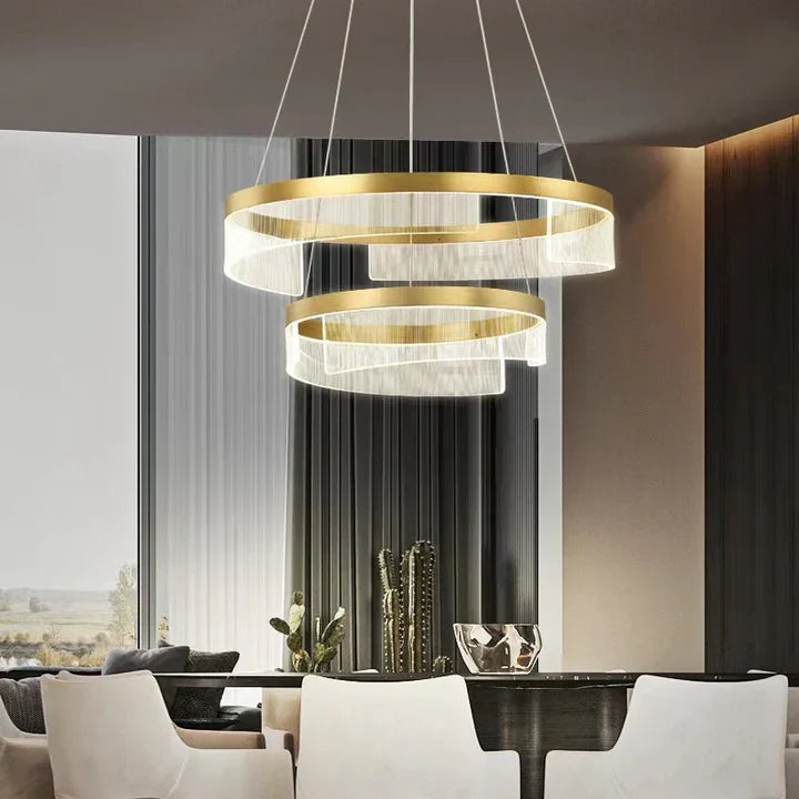 LED осветително тяло пендел Galaxy Gold 2 сегмента еквивалент 600W