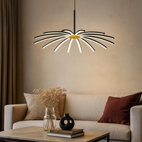 LED осветително тяло Eteris Black&Gold, висящо, 14 елемента, еквивалент 600W, с дистанционно