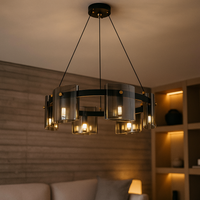 LED пендел Faye Black с 6 елемента, еквивалент 250W