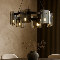 LED пендел Faye Black с 6 елемента, еквивалент 250W