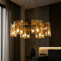 LED осветително тяло тип пендел Faye Gold с 6 елемента, еквивалент 250W