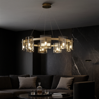 LED осветително тяло тип пендел Faye Round Gold, еквивалент 300W