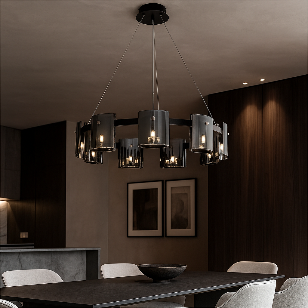 LED пендел Faye Round Black еквивалент 300W