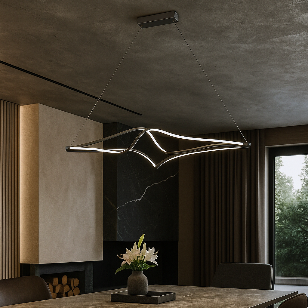 LED осветително тяло Mavi Black, висящо, еквивалент 900W, с дистанционно управление