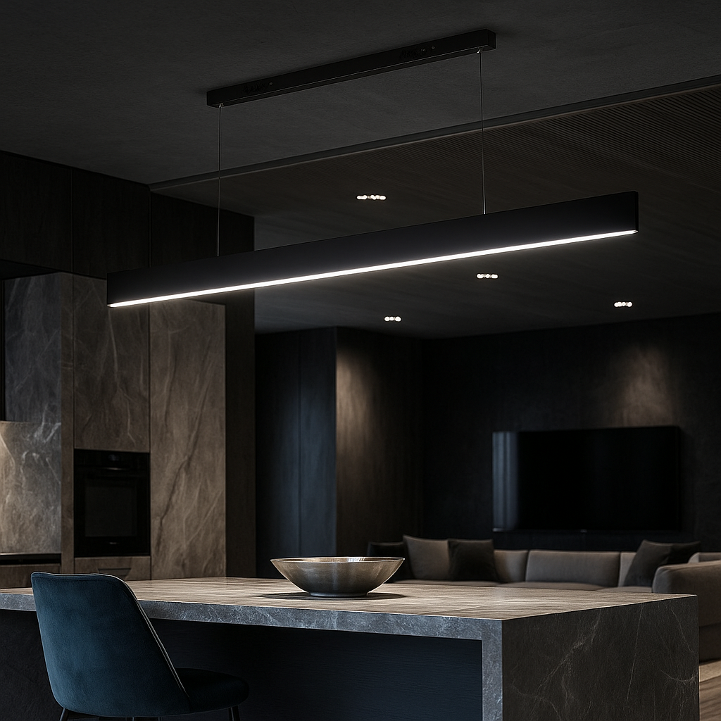 LED осветително тяло Lyne Black висящо, еквивалент 360W, с дистанционно управление