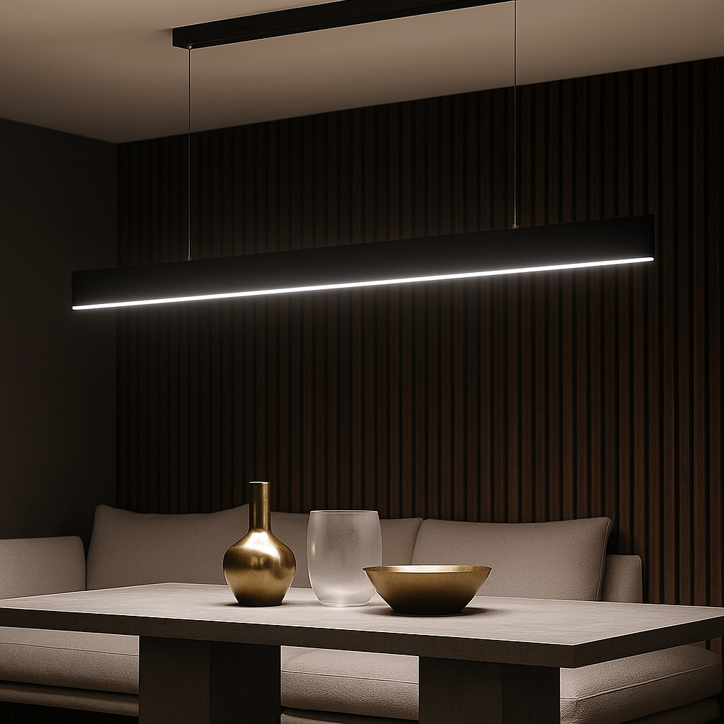 LED осветително тяло Lyne Black висящо, еквивалент 360W, с дистанционно управление