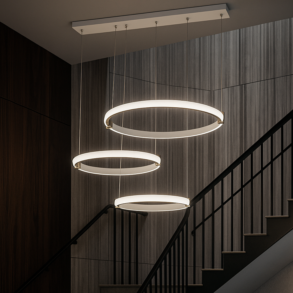 LED осветително тяло Loma White, висящо, еквивалент 500W, с дистанционно управление
