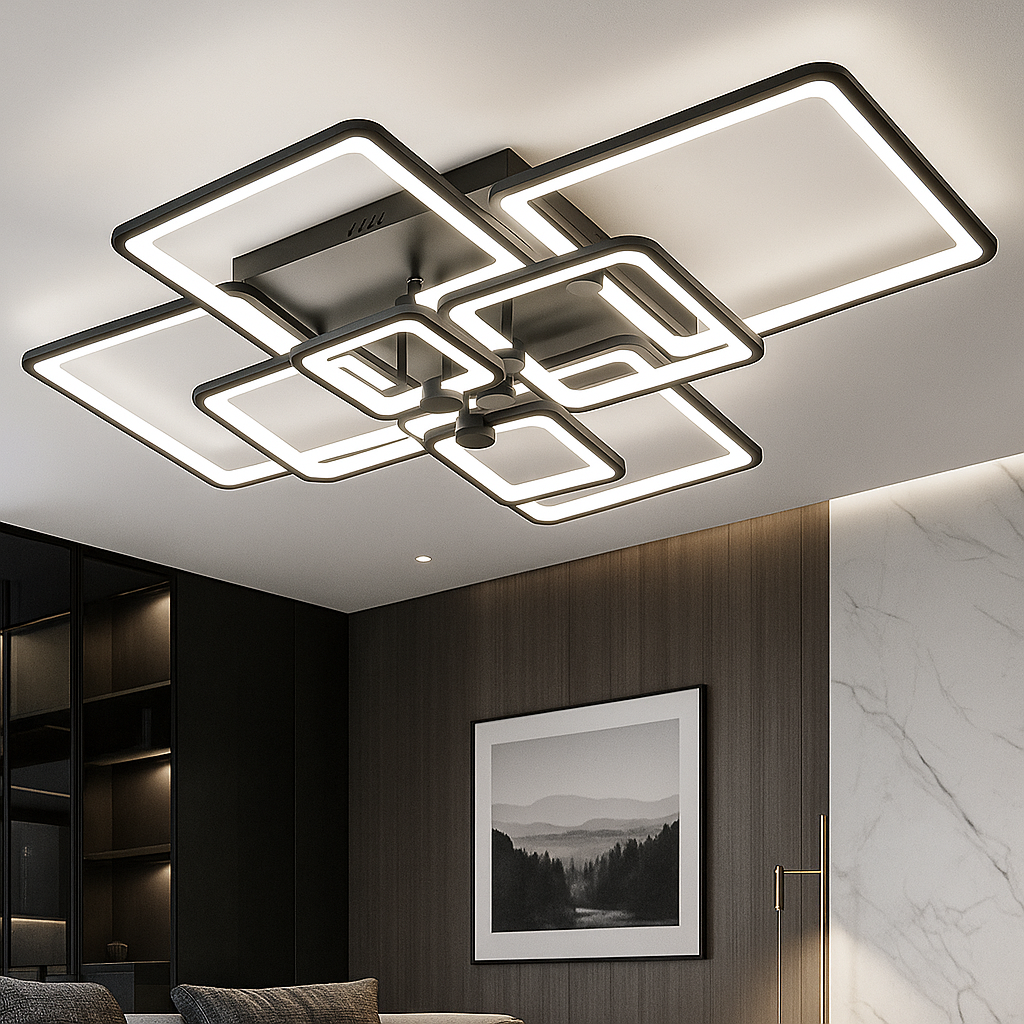 LED осветително тяло SQUARE 8 BIG Black Еквивалент 1200W Дистанционно управление