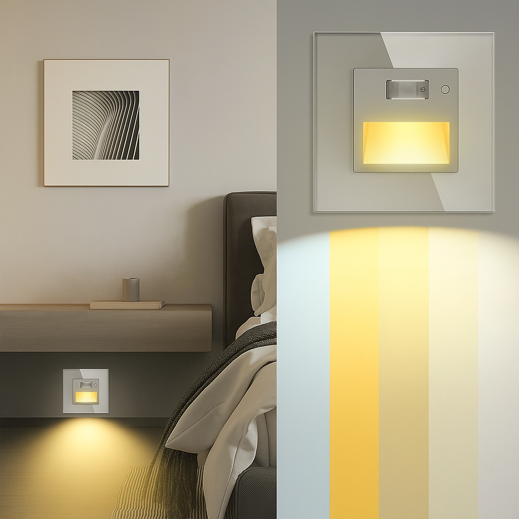 LED спот 1,5W JAVI сензор квадрат бял стъкло / 86mm / вграден