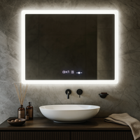 LED огледало Obra 80x60cm, СЕНЗОР, 3 вида светлина, против запотяване, димиране, часовник и термометър