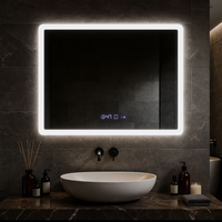 LED огледало Obra 80x60cm, СЕНЗОР, 3 вида светлина, против запотяване, димиране, часовник и термометър