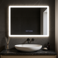 LED огледало Obra 80x60cm, СЕНЗОР, 3 вида светлина, против запотяване, димиране, часовник и термометър