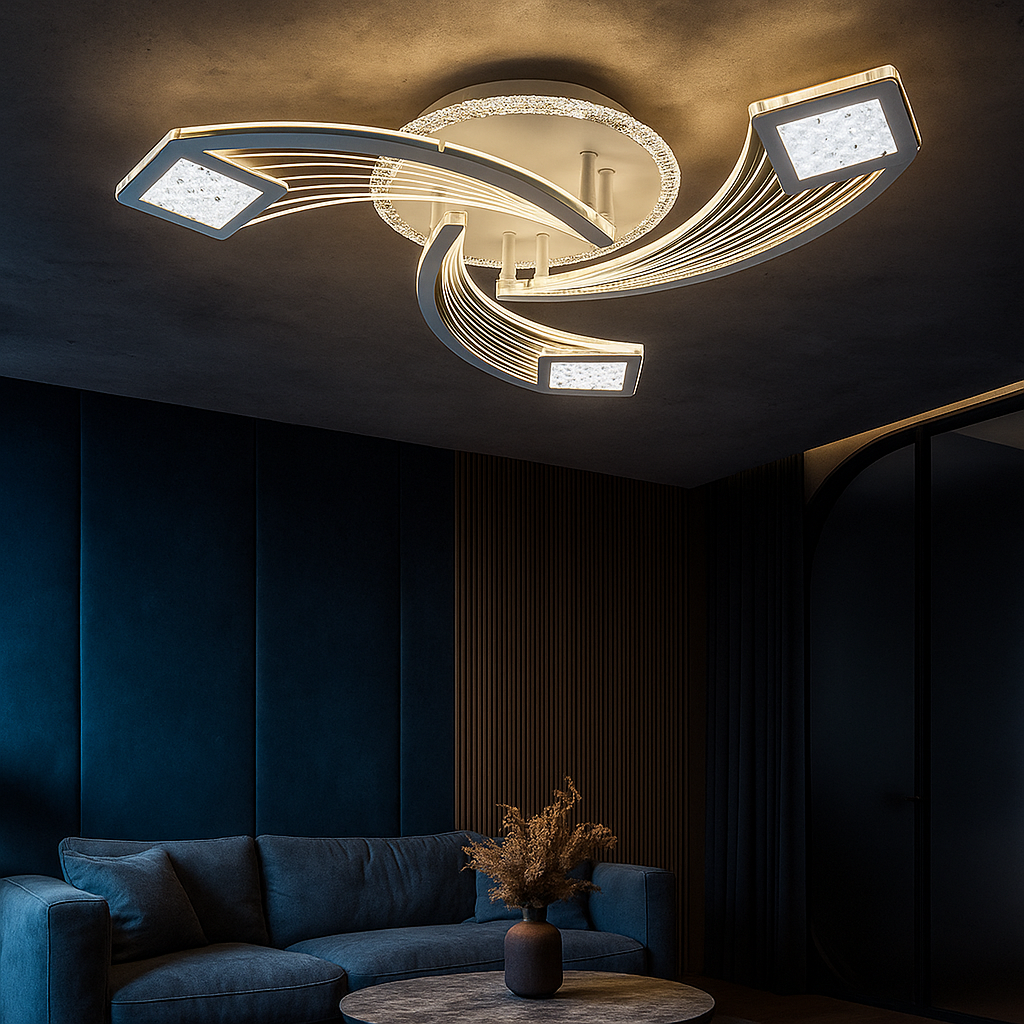 LED осветително тяло за таван AYRA Silver, еквивалент 580W, с дистанционно