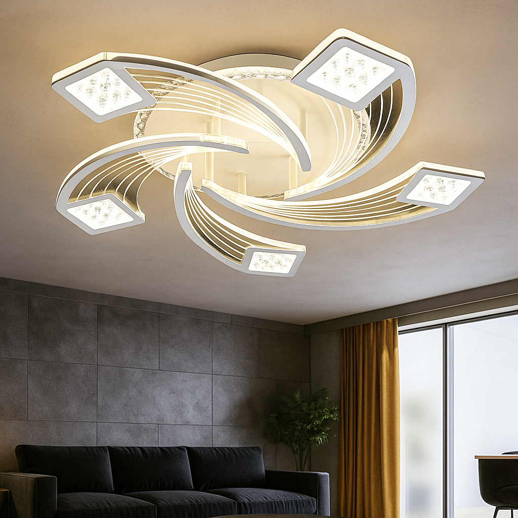 LED осветително тяло за таван AYRA Silver, еквивалент 300W, с дистанционно управление