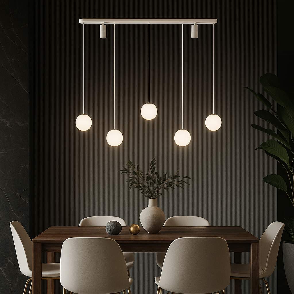 LED осветително тяло висящо Abajur с 2 спота KERU White еквивалент 200W с дистанционно