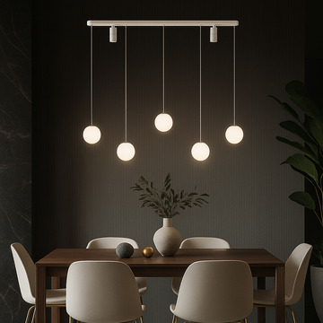 LED осветително тяло висящо Abajur с 2 спота KERU White еквивалент 200W с дистанционно