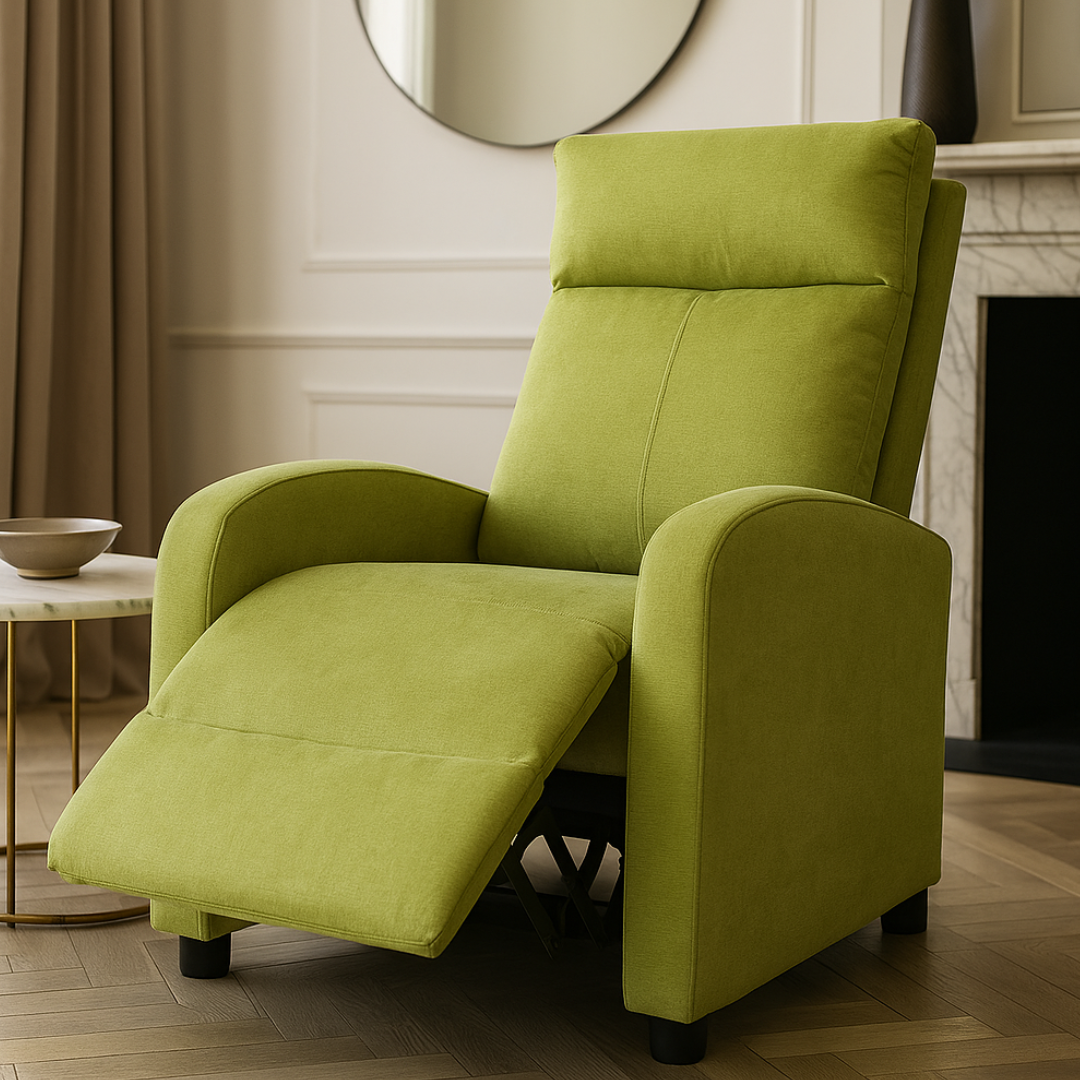 Релакс фотьойл с механизъм Recliner, зелена дамаска