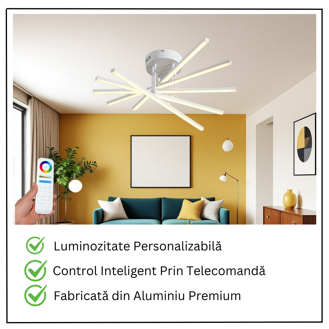 LED осветително тяло 80W Fano 5 елемента БЯЛО еквивалент 500W с дистанционно
