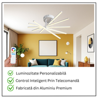 LED осветително тяло 80W Fano 5 елемента БЯЛО еквивалент 500W с дистанционно