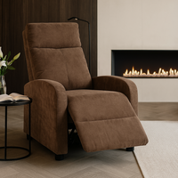 Релакс фотьойл с механизъм Recliner, кафяв текстил