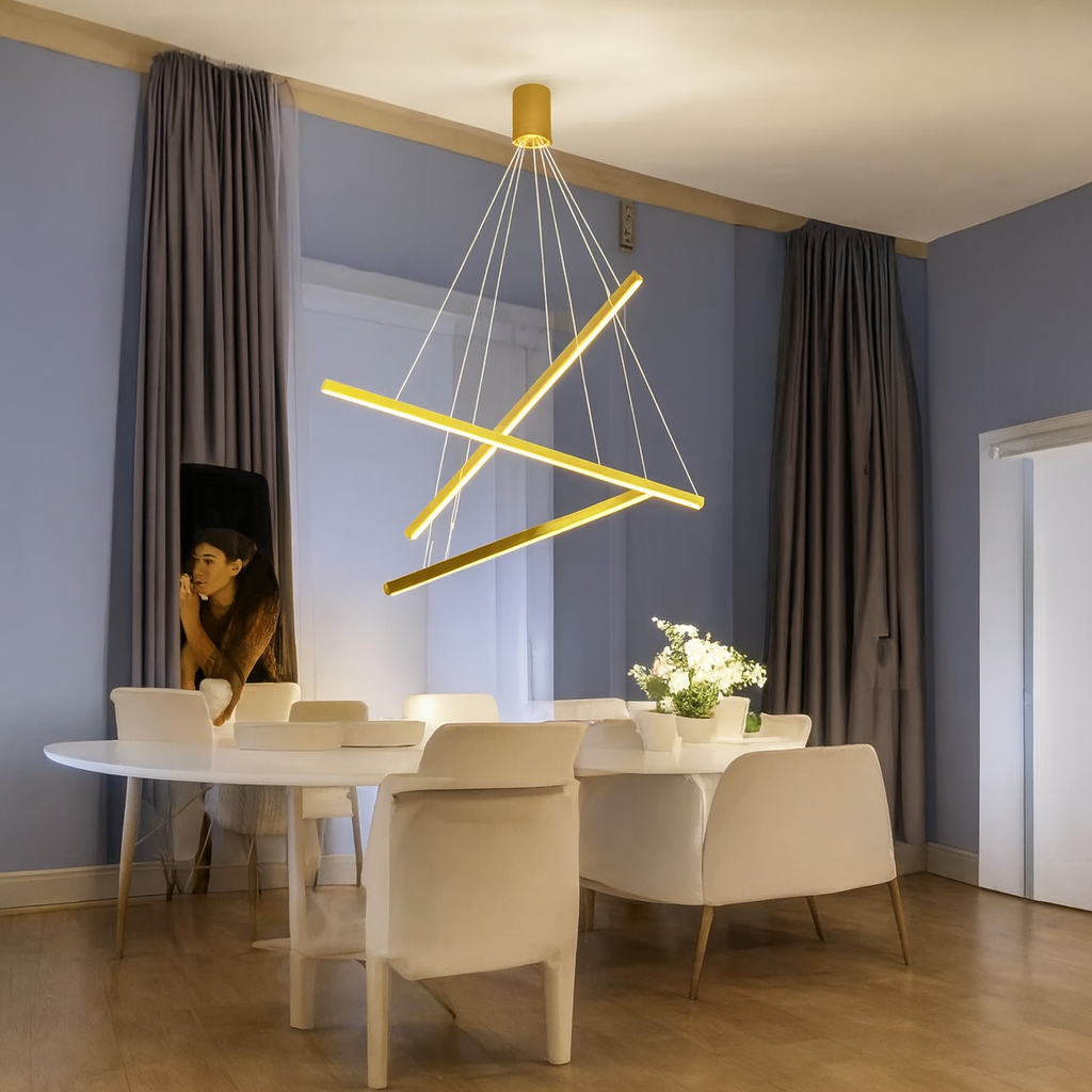 LED осветително тяло 3 Geometric GOLD LINES висящо Еквивалент 400W