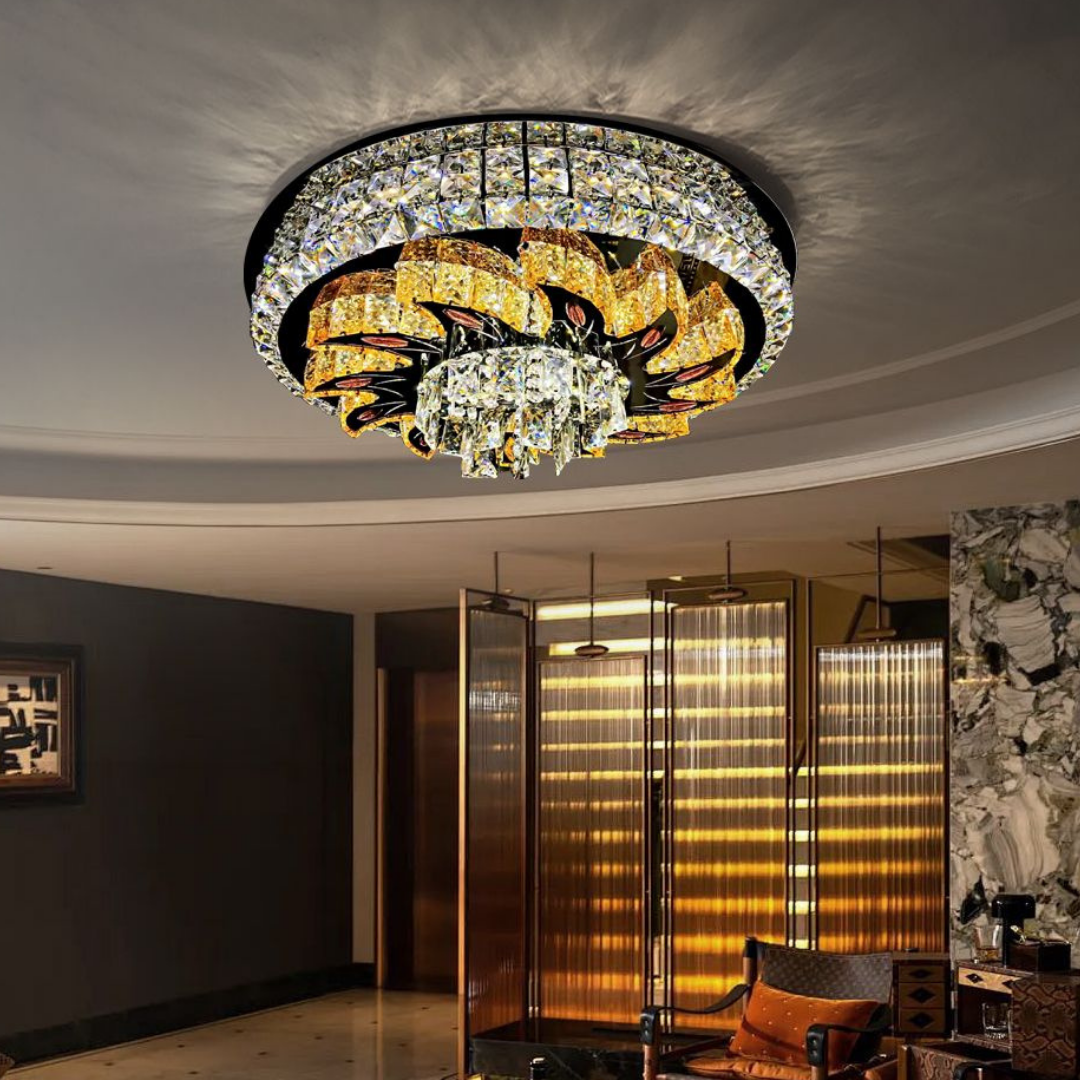 LED осветително тяло от кристал за таван Majestic Bloom с дистанционно, еквивалент 800W