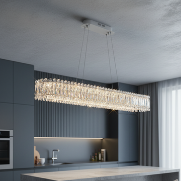 Окачено LED осветително тяло ALESSO линеен кристал Silver еквивалент 400W