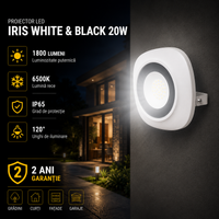 LED прожектор 20W IRIS кръгъл бял