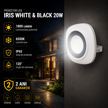 LED прожектор 20W IRIS кръгъл бял