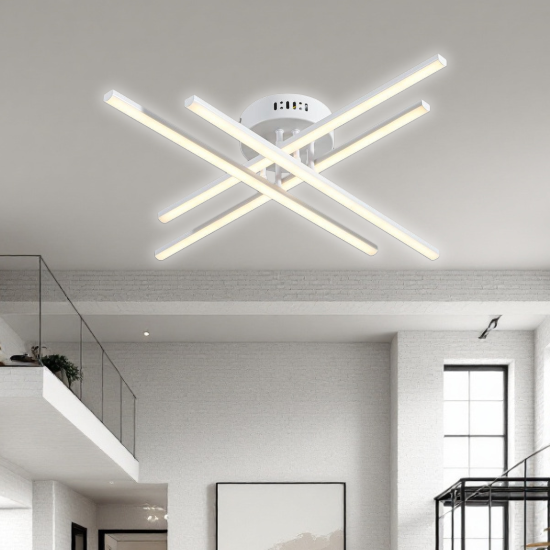 LED осветително тяло 64W X с 4 бели линии, еквивалент 500W, с дистанционно управление