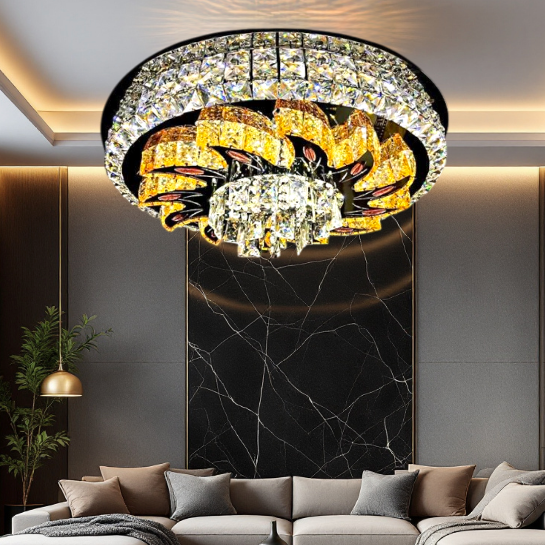 LED осветително тяло от кристал за таван Majestic Bloom с дистанционно, еквивалент 800W