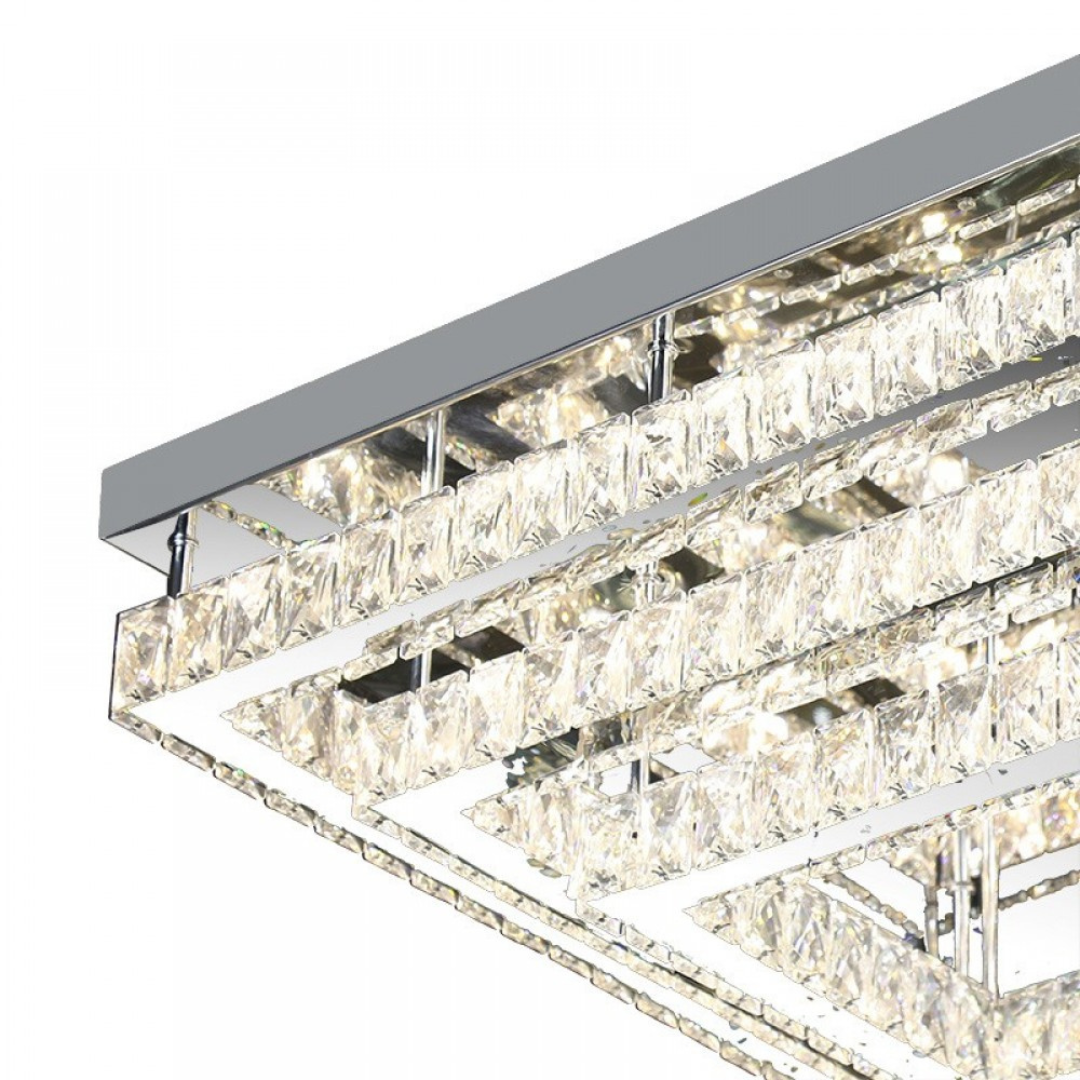 LED осветително тяло с кристали 130W Exquisite Square еквивалент 800W с дистанционно