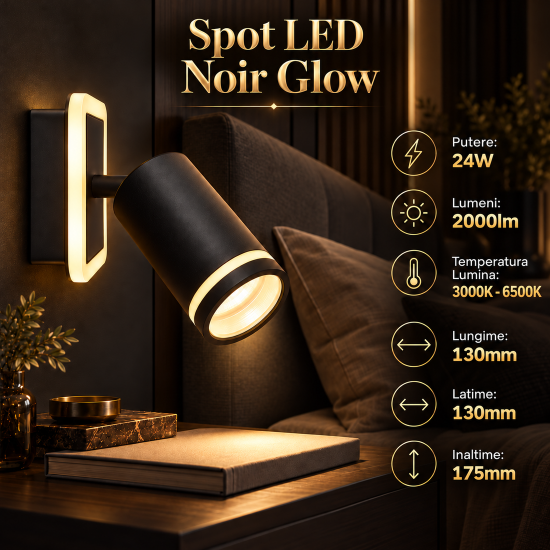 Регулируем LED спот 24W NOIR GLOW еквивалент 200W
