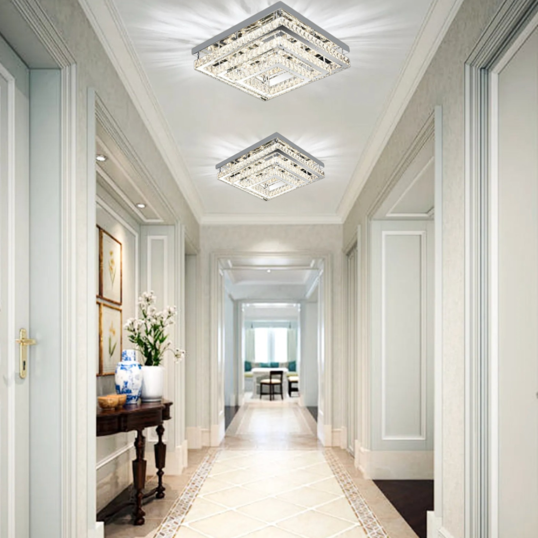 LED осветително тяло с кристали 130W Exquisite Square еквивалент 800W с дистанционно