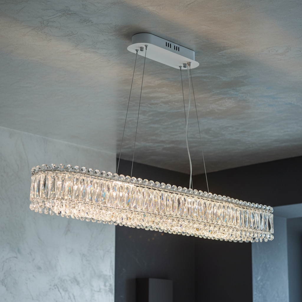 Окачено LED осветително тяло ALESSO линеен кристал Silver еквивалент 400W