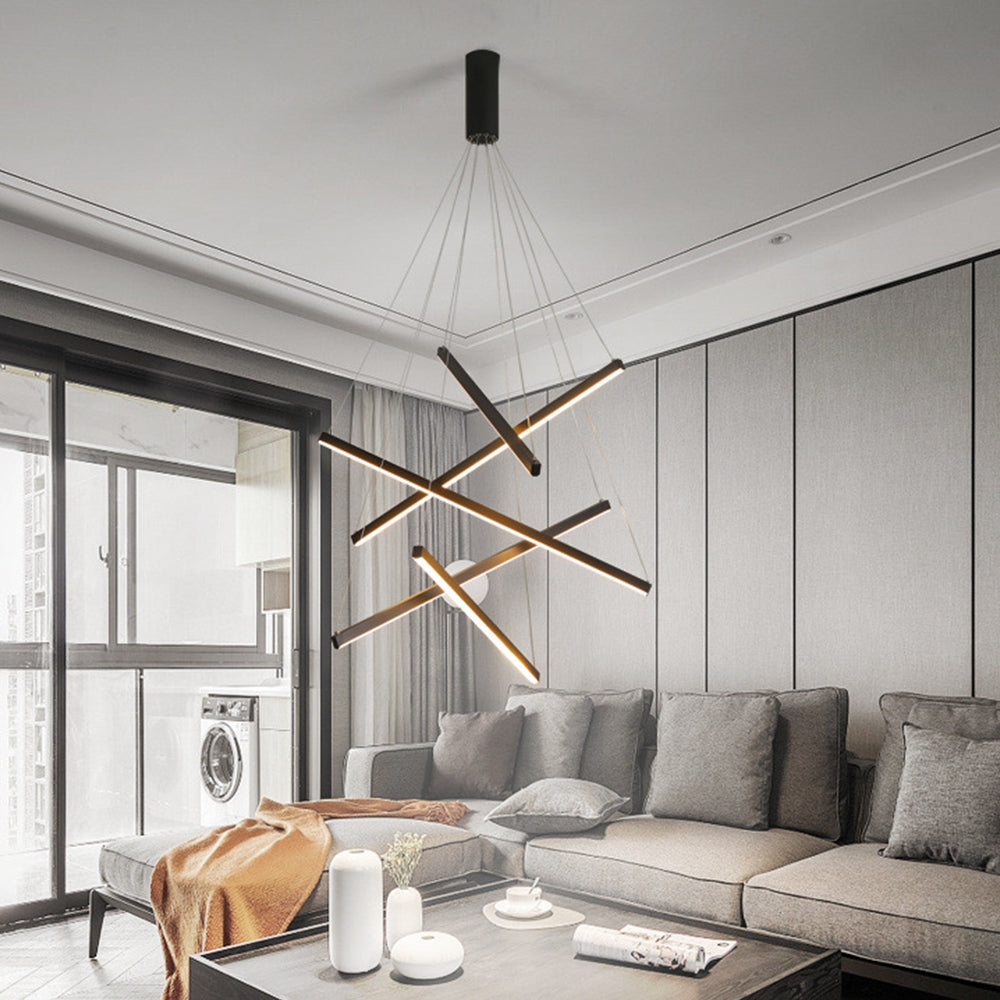LED осветително тяло 5 Geometric BLACK Lines висящо, еквивалент 500W