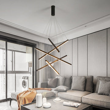 LED осветително тяло 5 Geometric BLACK Lines висящо, еквивалент 500W